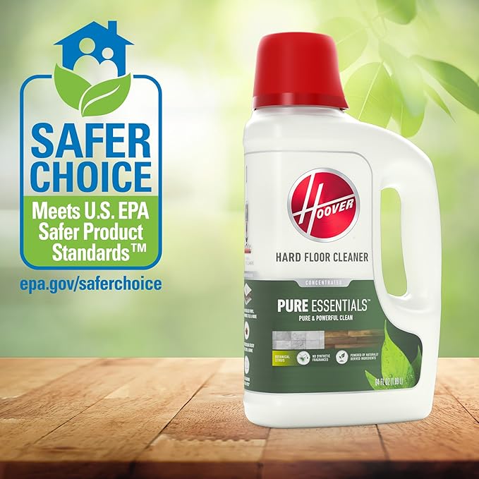 Hoover 64 oz Pure Essentials Hard Floor Cleaner Solution, for Sealed Hard Floors, Botanical Citrus Scent, Full Strength Cleaning Made From Plants, AH31465