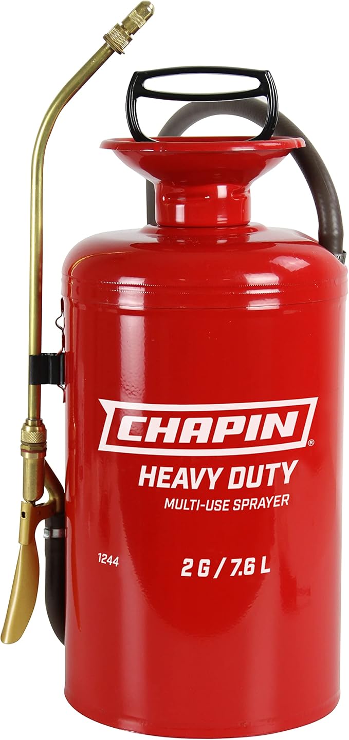 Made in The USA, 1244 2-Gallon Tri-Poxy Steel Tank Sprayer for Lawn, Home and Garden, Red