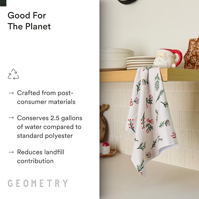 Christmas Kitchen Towels - Quick Dry Microfiber Cloth Dish Towels for Kitchen Drying - Premium Quick Dry Towel 2-Pack Set - Deck The Holls