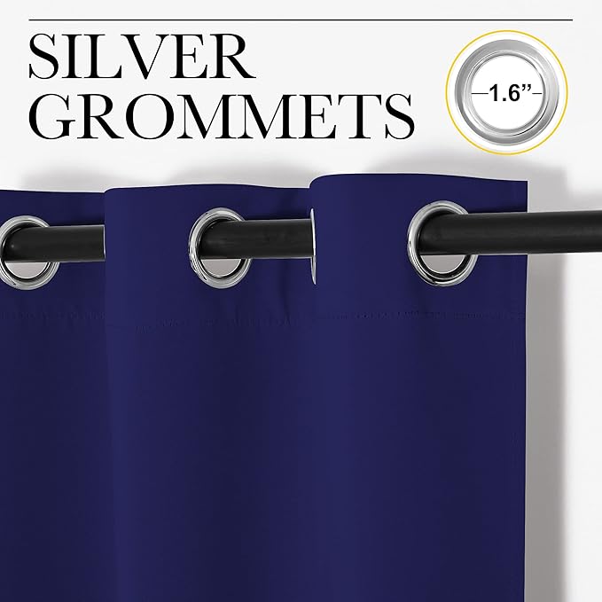 NICETOWN Navy Blue Blackout Curtains 68 inches Length for Laundry Room, 2 Panels, 42" Wide, Thermal Insulated Decoration Drapes for Office Window
