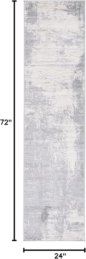 SAFAVIEH Jasper Collection Runner Rug - 2' x 6', Light Grey & Ivory, Modern Abstract Design, Non-Shedding & Easy Care, Ideal for High Traffic Areas in Living Room, Bedroom (JSP101F)