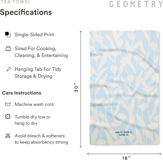 Tea Towels – Mothers Day Collection – Quick-Dry, Ultra-Absorbent, Reusable Microfiber Kitchen Towels for Drying & Cleaning - Home is Mom - 1 Pack