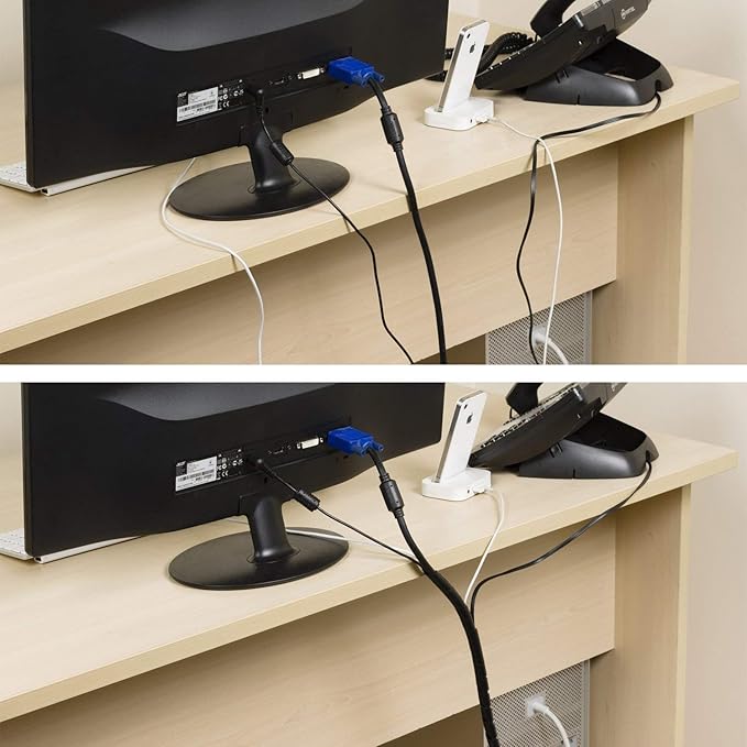 D-Line Cable Management Box (Small) & Cord Spiral Wrap (8.2ft Length) - Black