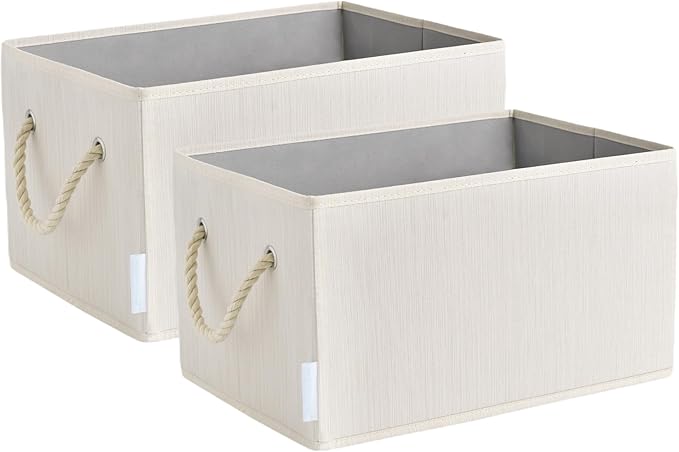 Sukkiri Pack of 2 Large Storage Bins Closet Organizer System, Sturdy Foldable Storage Boxes for Organizing Clothing, Sheets, Books - Shelf Organizer Shelves Basket Storage Bin 14.7"x 10.24"x 8.27"