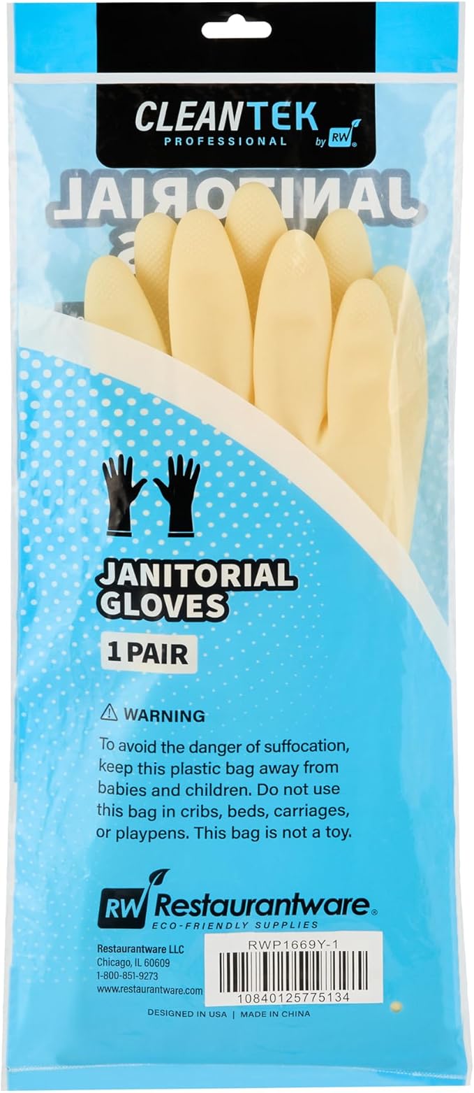Cleaning Gloves Case of 10 Rubber 22 mil Household Gloves Chemical-Resistant Puncture-Resistant Abrasion-Resistant Yellow