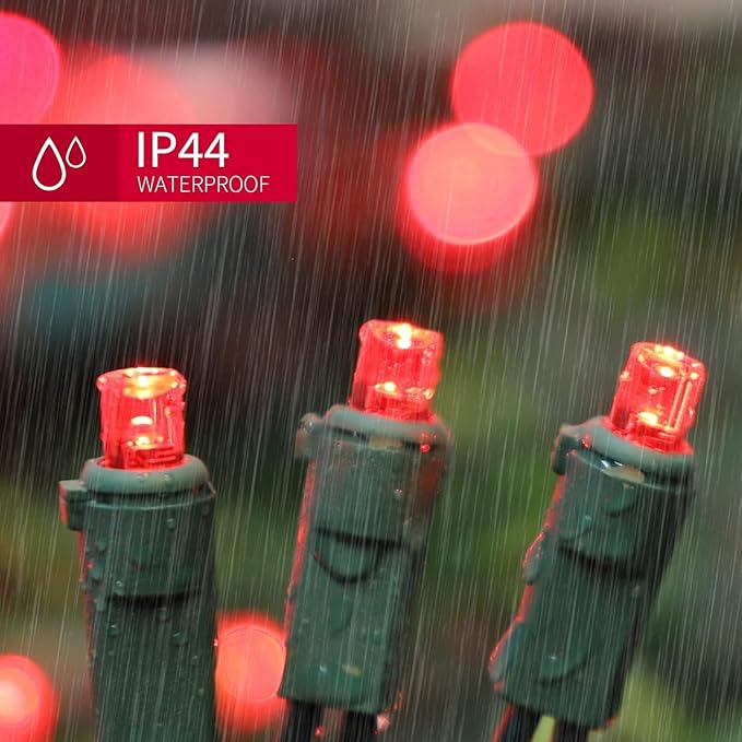 LAMPHOME 60LED Red Valentine Lights, Valentine Room Lights Green Wire, Connectable Plug in red Christmas String Light Indoor Outdoor for Christmas Bedroom Valentines Day Party