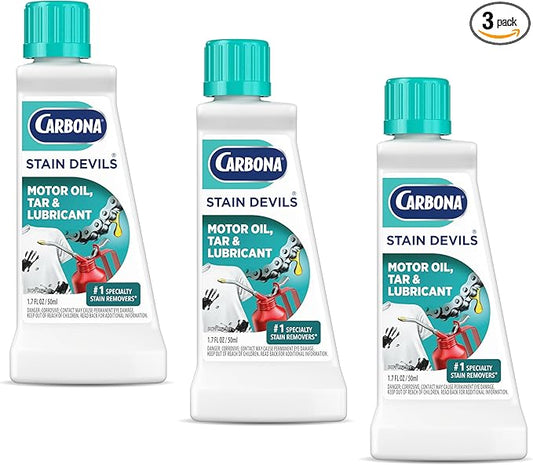 Carbona Stain Devils® #7 | Motor Oil, Tar & Lubricant | Professional Strength Laundry Stain Remover | Multi-Fabric Cleaner | Safe On Skin & Washable Fabrics | 1.7 Fl Oz, 3 Pack