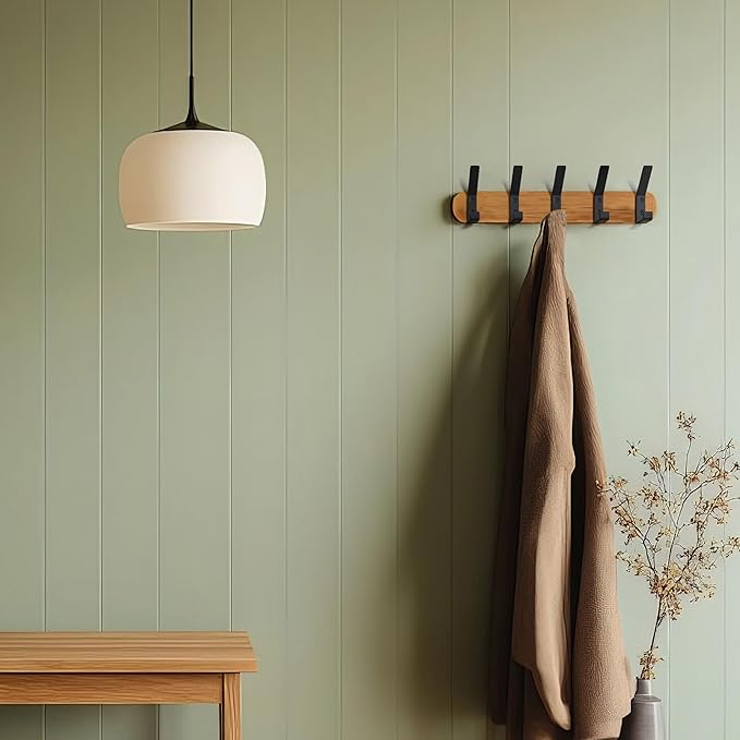 Decorative Coat Hooks For Wall Mount Set of 5 - Stylish and Sturdy Black Metal Double Hooks Are Perfect To Hang Your Jackets, Towels Or Hats - A Modern Addition To Any Farmhouse or Minimal Home Decor
