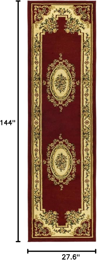 SAFAVIEH Lyndhurst Collection Runner Rug - 2'3" x 12', Red & Ivory, Traditional European Medallion Design, Non-Shedding & Easy Care, Ideal for High Traffic Areas in Living Room, Bedroom (LNH218C)