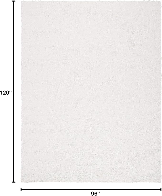 SAFAVIEH Area Rug 8x10 - August Shag Collection - Large - White, Solid Pattern, Non-Shedding & Easy Cleaning, Plush Thick Pile, Ideal for Living Room, Bedroom, Dining Space (AUG200A)