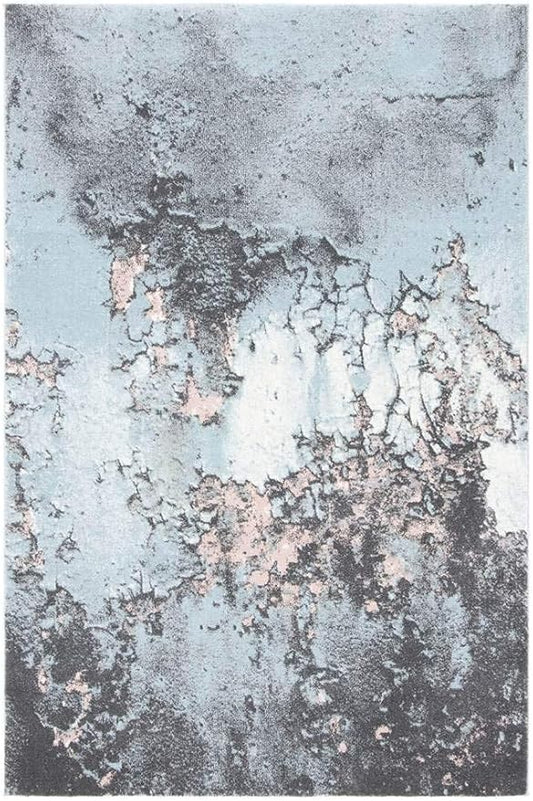 SAFAVIEH Glacier Collection Accent Rug - 2'7" x 5', Blue & Pink, Modern Abstract Design, Non-Shedding & Easy Care, Ideal for High Traffic Areas in Entryway, Living Room, Bedroom (GLA125L)