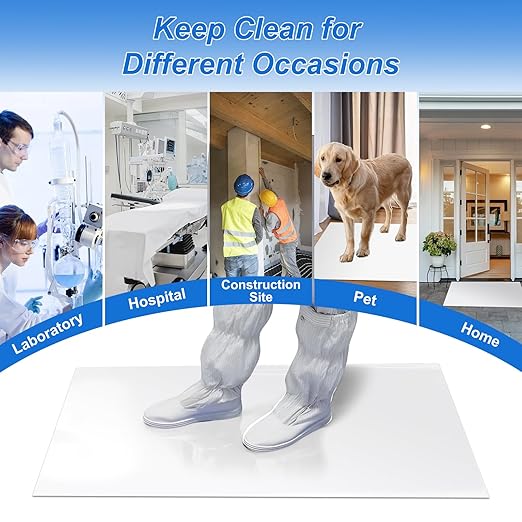 Sticky Mat Tacky Adhesive Pads 300 Sheets, 30 Sheets/Pack, 18'' x 24''/ 45 x 60 cm, Thickened Cleaning Mats for Shoes, Construction, Cleanroom, Laboratories, Hospitals, Dogs, Pets, Home- White