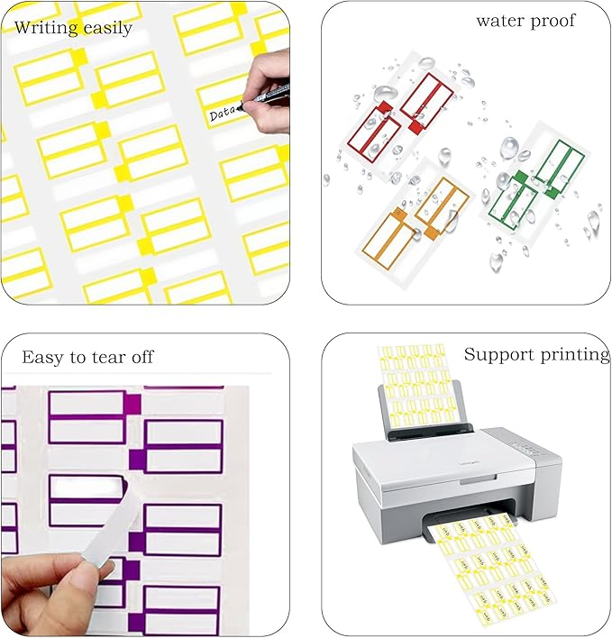 300 Pack Color-Coding Cable Labels Tags Kit with 3 Markers - Water-Resistant Wire Labels for Electronics, Home Theater & PC Setup | Tear Resistant & Heat Resistant Organizer Stickers (-22°F to 248°F)