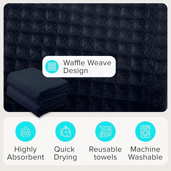 Sauna Blanket Insert Towel - 2 Pack Soft Black Cotton Waffle - Comfortable and Easy Home Sessions Minimal Cleanup - Super Absorbent Sauna Towel