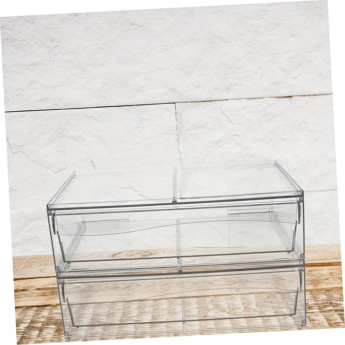 2pcs Acrylic Cosmetic Box Makeup Organizer Desktop Sundry Holder Storage Boxes Lids Decorative Organizing