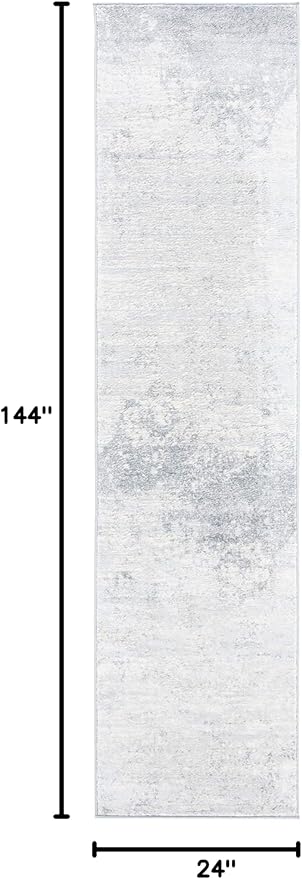 SAFAVIEH Brentwood Collection Runner Rug - 2' x 12', Ivory & Grey, Modern Abstract Design, Non-Shedding & Easy Care, Ideal for High Traffic Areas in Living Room, Bedroom (BNT822A)