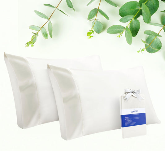 Cooling Eucalyptus Tencel Pillow Cases 2 Pack Queen Snow White - Image 1