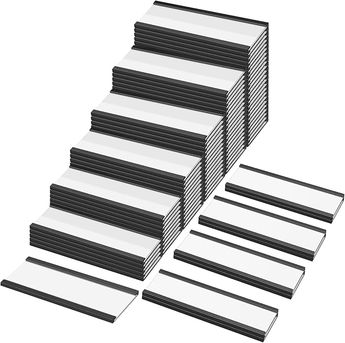 300 Pieces Magnetic Label Holders Channel Labels Racks Magnetic Card Holders with Protective Films and Replacement Strips for Metal Shelf, Filing Cabinet, Mailbox, Whiteboard (1 x 3 Inch)