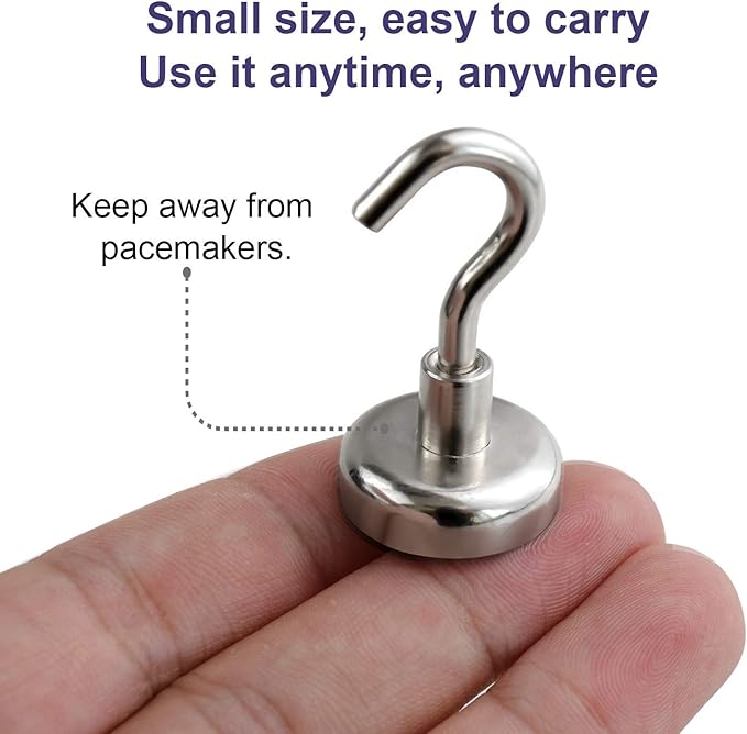 E BAVITE Magnetic Hooks, 30Lbs Magnet Cruise Hook Neodymium Magnets for Refrigerator, Grill, Towel, Indoor Hanging, Home, Kitchen, Workplace, Office and Garage - 28 Pack, Silvery