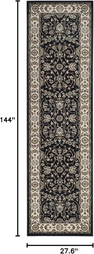 SAFAVIEH Lyndhurst Collection Runner Rug - 2'3" x 12', Anthracite & Cream, Traditional Oriental Design, Non-Shedding & Easy Care, Ideal for High Traffic Areas in Living Room, Bedroom (LNH340D)