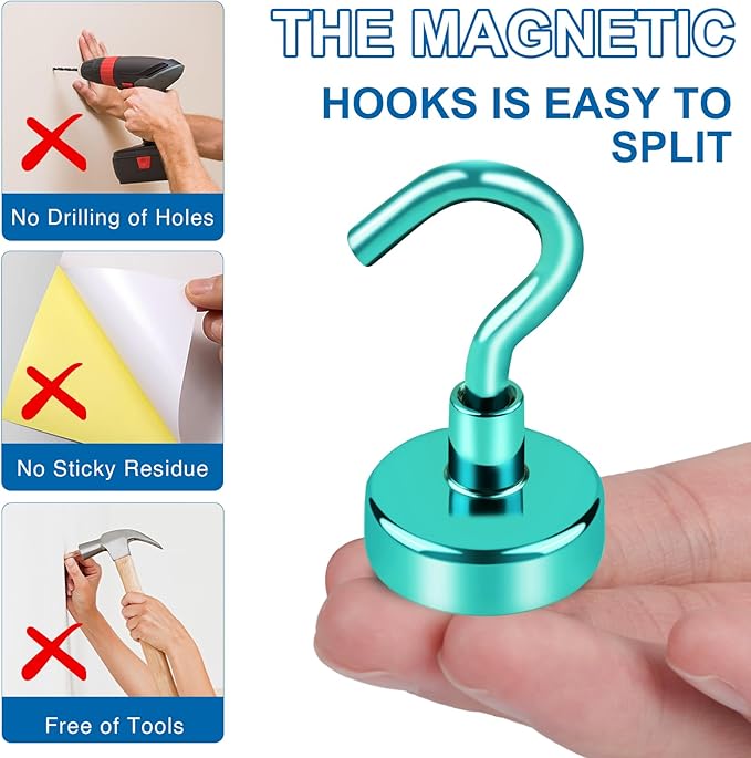 LOVIMAG Cruise Ship Essentials, 85Lb Magnetic Hooks for Cruise Cabins, Strong Magnetic Hooks for Hanging, Refrigerator, Celling, Grill, Fridge, Kitchen-12Pack