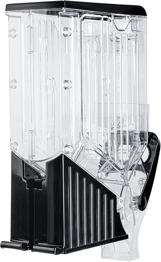 Restaurantware Cereal Dispenser 3.5 gal Plastic Gravity Bin Candy Dispenser Self-Serve Black Dry Food with Stand for Breakfast Buffet or Hotel Use