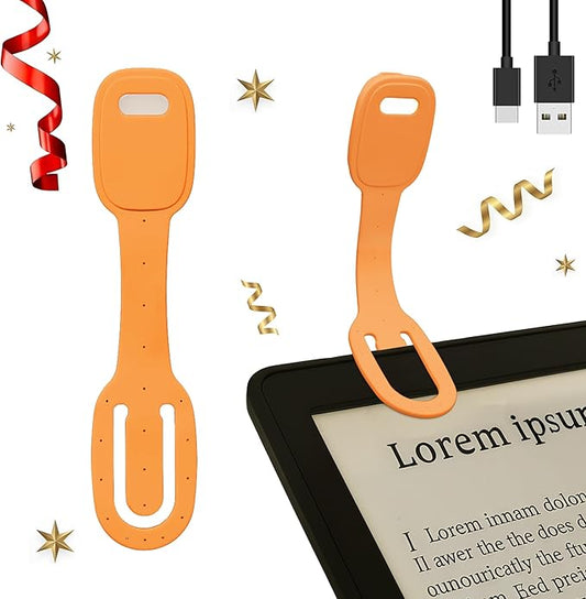 Rechargeable Kids Book Light, Cute Bookmark Reading Light for Kids, Dimmable Portable LED Book Light for Reading in Bed, Eye-Caring Bedtime Reading Lamp for Children & Travel, Orange