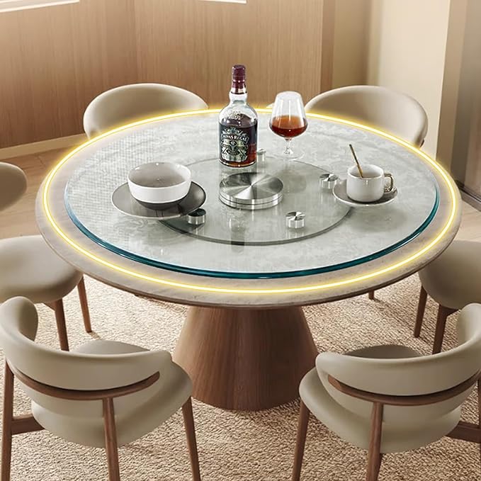 Glass Lazy Susan,30.99" Glass Lazy Susan for Dining Table Turntable Centerpiece with Swivel Assist System & Smooth Spin Round Tabletop Rotating Tray (30.99 in)
