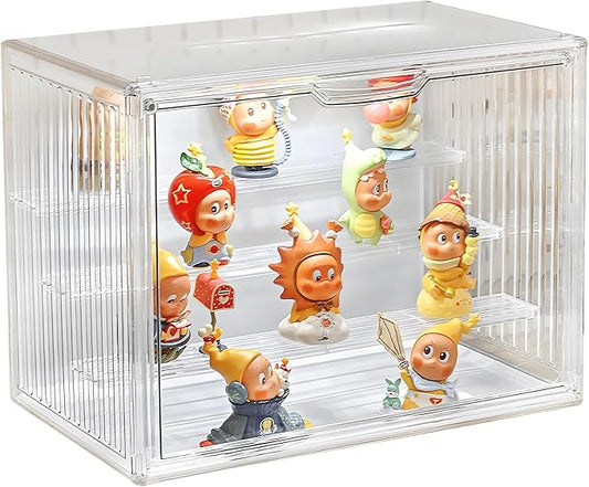 4 Tiers Clear Display Case for Figures with Lights, Acrylic Storage Organizers Box with Magnetic Door, Large Dustproof Showcase for Collectibles Action Figure
