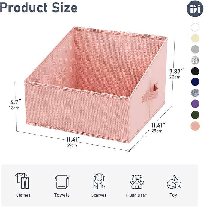 DIMJ Closet Storage Bins - Fabric Storage Baskets for Shelves, Collapsible Clothes Organizer with Handles for Purse, Toys, Books, Towel, Clothes, 6 Pack, Pink