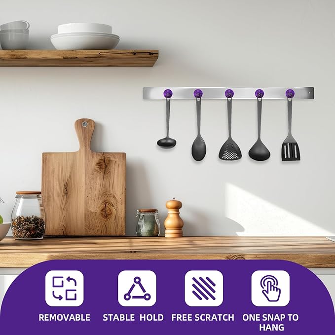 Neosmuk Magnetic Hooks, Cruise Ship Essentials, 10lb+ Heavy Duty Magnetic Hooks for Cruise Cabins, Refrigerator, Grill, Hanging, and Travel | Extra Strong Must-Haves Magnet Hook,Purple