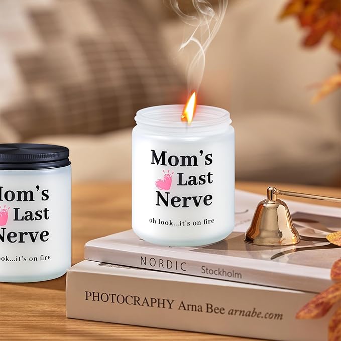 Birthday Gifts for Mom from Daughter Son - Mother's Day Candles Funny Mom Gifts Valentines Gift for Woman, Mom's Last Nerve Lavender Scented Candles (9 oz)