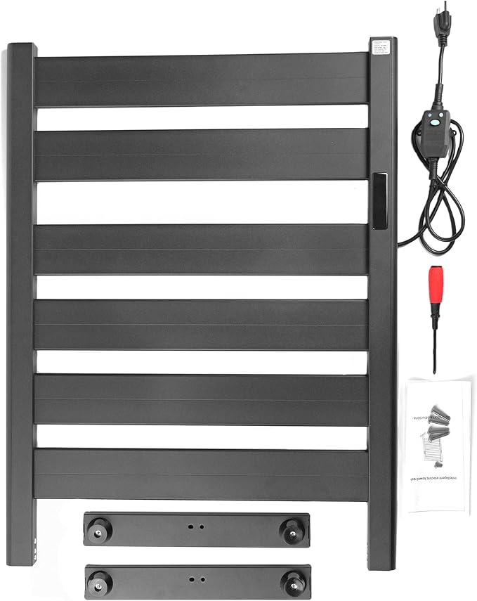 Heated Towel Racks for Bathroom, Towel Warmer Rack, 6-Bar, Upgraded Extra-Wide Heating Area, Built-in Timer and Temperature Adjustment, Large Free-Standing Heated Towel Rack，Matte Black