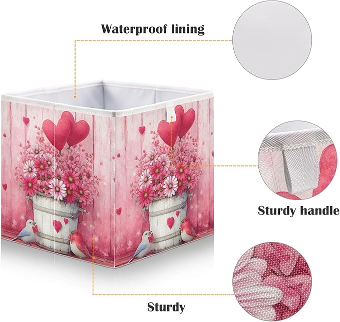 Bolaz Birds Flowers Balloons Closet Organizers Storage Cubes Storage Bins Shelf Baskets Containers for Home Room Office,Rectangle