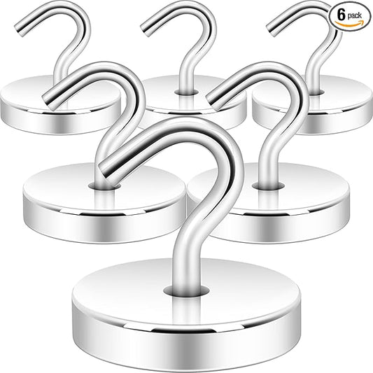 Neosmuk Magnetic Hooks, Cruise Ship Essentials, 120lb+ Heavy Duty Magnetic Hooks for Cruise Cabins, Refrigerator, Grill, Hanging, and Travel | Extra Strong Must-Haves Magnet Hook,Silver