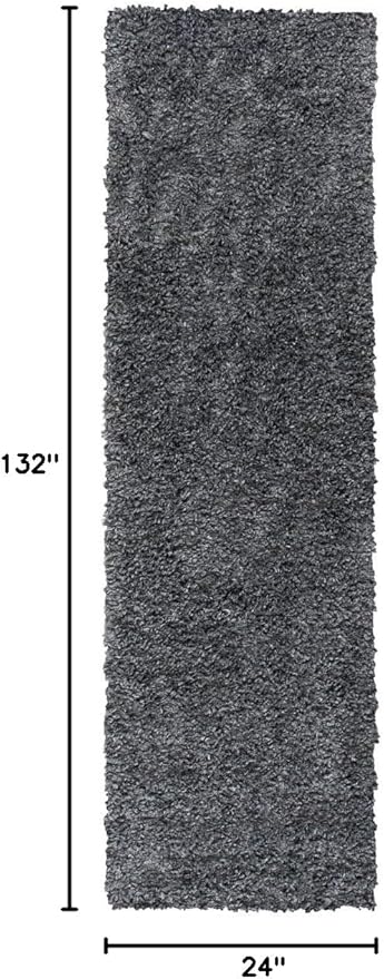SAFAVIEH August Shag Collection Runner Rug - 2' x 11', Charcoal, Solid Design, Non-Shedding & Easy Care, 1.5-inch Thick Ideal for High Traffic Areas in Living Room, Bedroom (AUG200H)