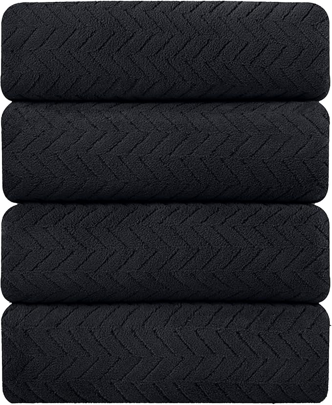 Oversize Bathroom Towels Set, Bath Towels Set 600 GSM Microfiber, 35x70 inches Bath Sheet Premium Naturally,Soft Absorbent Extra Large Bath Towels, Machine Washable Towel(Black, 4PCS)