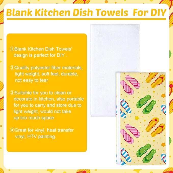 Sublimation Dishtowel Absorbent Multi Purpose Kitchen Dish Towels Blank DIY Dishcloth Bathroom Towel for Fall Christmas Kitchen Home Decor,16 x 24 Inch(6 Pieces)