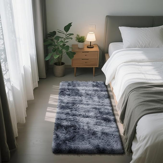 Fluffy Rug Shaggy Area Rug, Mottling Dark Grey 2x4 Area Rugs for Bedroom, Small Bedside Rug, Soft Fluffy Shaggy Entryway Throw Rugs for Living Room Bedroom Kids Room Home Decor