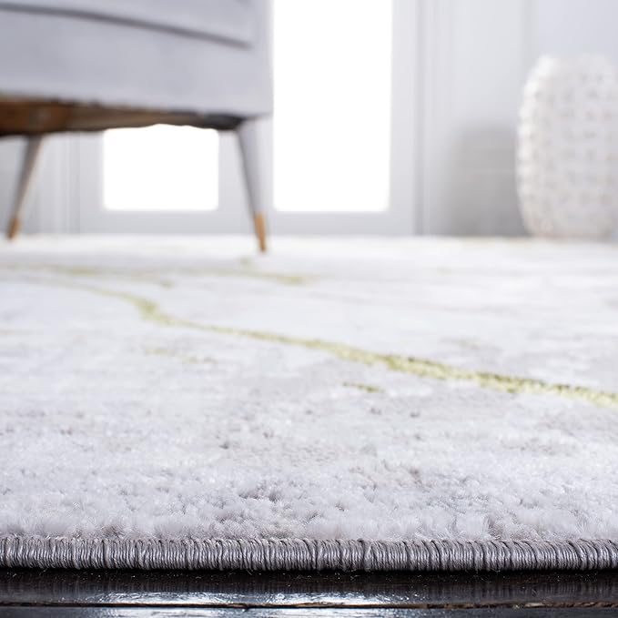SAFAVIEH Amelia Collection Runner Rug - 2' x 8', Grey & Green, Modern Abstract Design, Non-Shedding & Easy Care, Ideal for High Traffic Areas in Living Room, Bedroom (ALA293J)