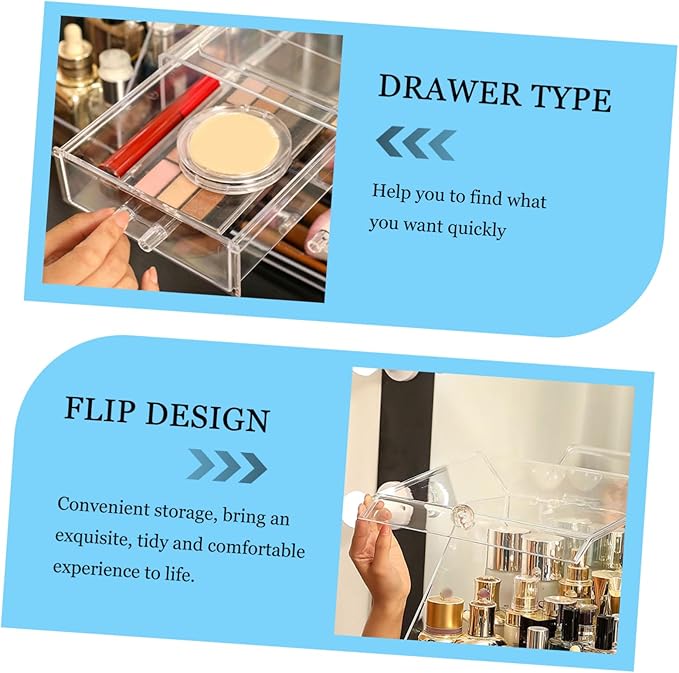 Cosmetic Storage Box Acrylic Makeup Case Thick Material Crystal Diamond Pattern Desktop Organizer