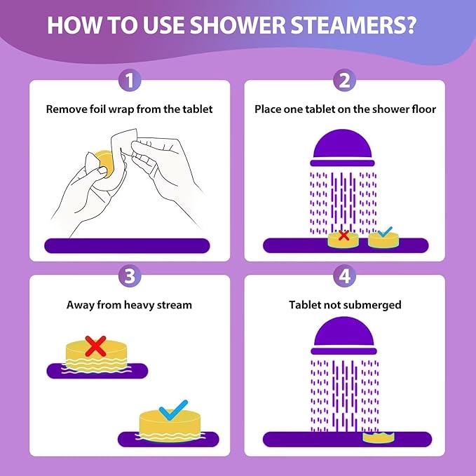 Lavender Shower Steamers Aromatherapy with Essential Oil - 12 Pack Birthday Gifts for Women Mom, Valentines Day Gifts for Her Wife, Easter Basket Essentials, Home Spa Relaxation Self Care