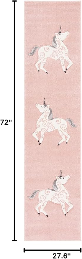 SAFAVIEH Carousel Kids Collection Runner Rug - 2'3" x 6', Pink & Ivory, Non-Shedding & Easy Care, Ideal for High Traffic Areas for Boys & Girls in Playroom, Nursery, Bedroom (CRK163P)