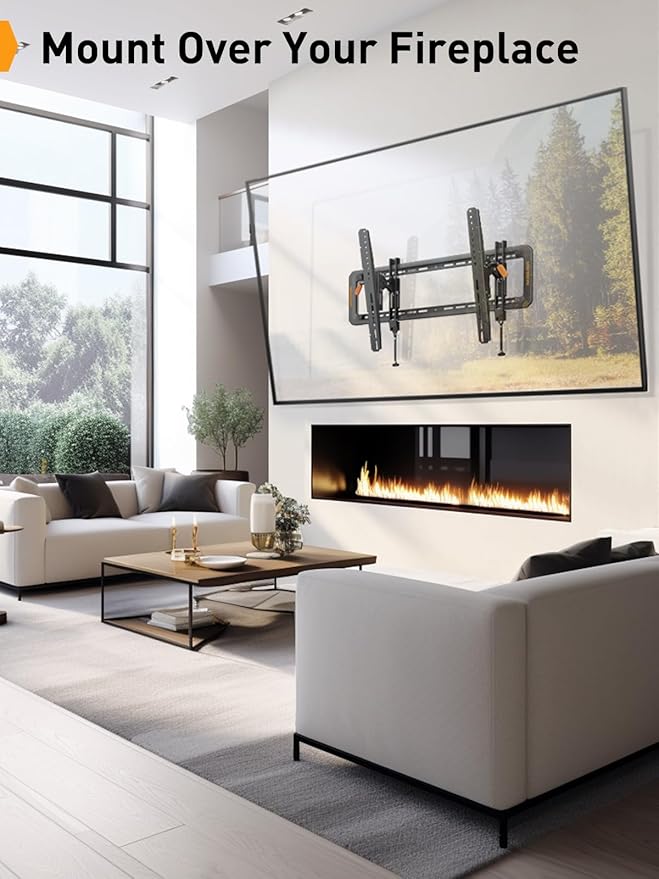 Perlegear Advanced Tilt TV Wall Mount, Pre-Assembled Tv Mount for Most 42-90 inch TVs up to 150 lbs, 6-inch Arm Extension, 15° Full Tilt, Fits 24″/16″ Wood Studs, Max VESA 600x400mm