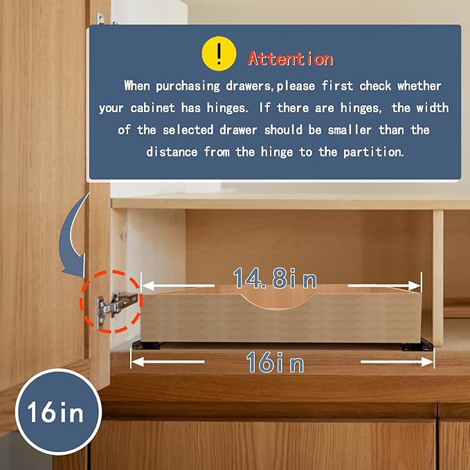 Pull Out Cabinet Drawers - 6x2 Size Options (12-23'W,18-21'D), Pre-Assembled with Soft Close Slides, Solid Beechwood, Easy Installation (16'W x 21'D)