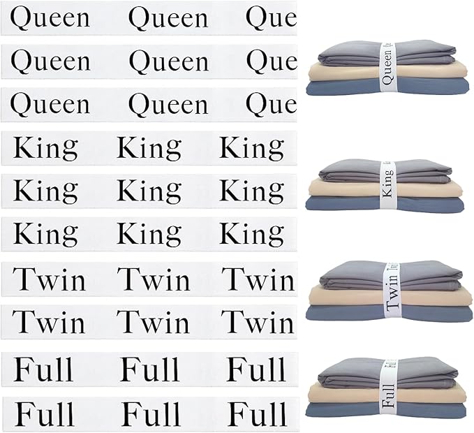 10 Pieces Bed Sheet Organizer Bands, Sheet Organizers and Storage Label Bands, Sheets Organizer for Closet, Sheet Label for Bedding, Sheet Keepers Linen Labels Bedding Bands (White, Mix 10Pcs)