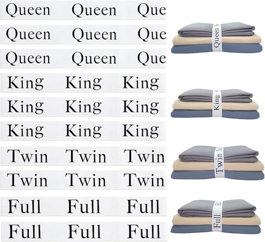 10 Pieces Bed Sheet Organizer Bands, Sheet Organizers and Storage Label Bands, Sheets Organizer for Closet, Sheet Label for Bedding, Sheet Keepers Linen Labels Bedding Bands (White, Mix 10Pcs)