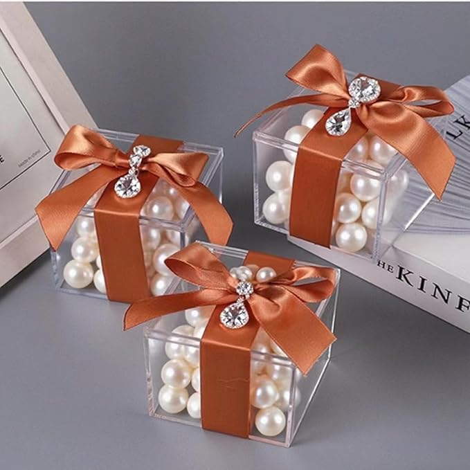 KissYou Small Acrylic Box Clear Boxes with Lid Acrylic Square Cube for Display Jewelry Storage Contanier Easter Party Decorative Box