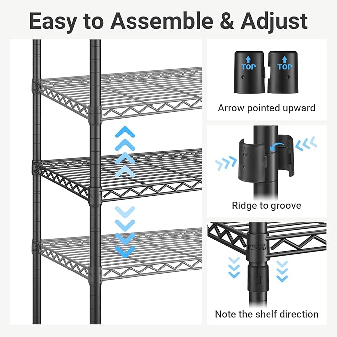 VIPEK V10 Wire Garment Rack 5-Tiers Heavy Duty Clothes Rack Large Size Clothing Rack with 4 Hanging Rods, 6 Wire Shelves and 2 Slid Baskets, 68.9" W x 15.7" D x 76.4" H, Max Load 920 LBS, White