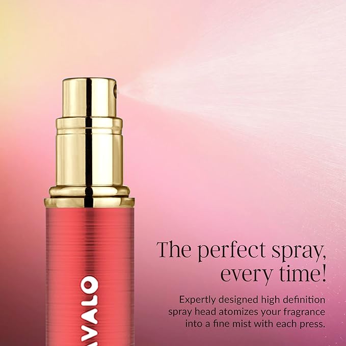 LUX Perfume Atomizer - Leak-Proof and TSA Approved for Air Travel - Reusable Airtight Easy Fill Mini Pump Sprayer - Lightweight Portable - Brushed Polished Metal Alloy Outer Shell Red 0.17oz